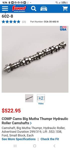 Cca-35-602-8 Comp Cams Cam Big Mutha Thumpr Sbf Hydraulic Roller Camshaft