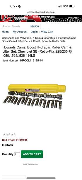 Hrccl119135-14 Howards Sbc 350 Howard S Roller Camshaft And Lifters Kit