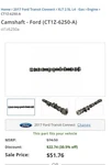 Genuine Ford Transit Connect Fusion Escape Mariner Intake Camshaft CT1Z-6250-A. Fixed Price $40.00.