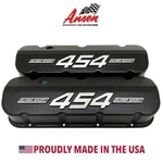 Big Block Chevy 454 Super Sport Tall Valve Covers - Raised Logo Black Ansen. Fixed Price $395.00.